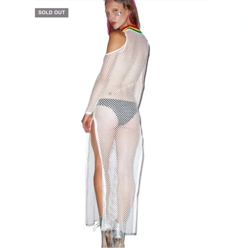 Jaded London, Dolls Kill Babylon, white mesh cold shoulder dress